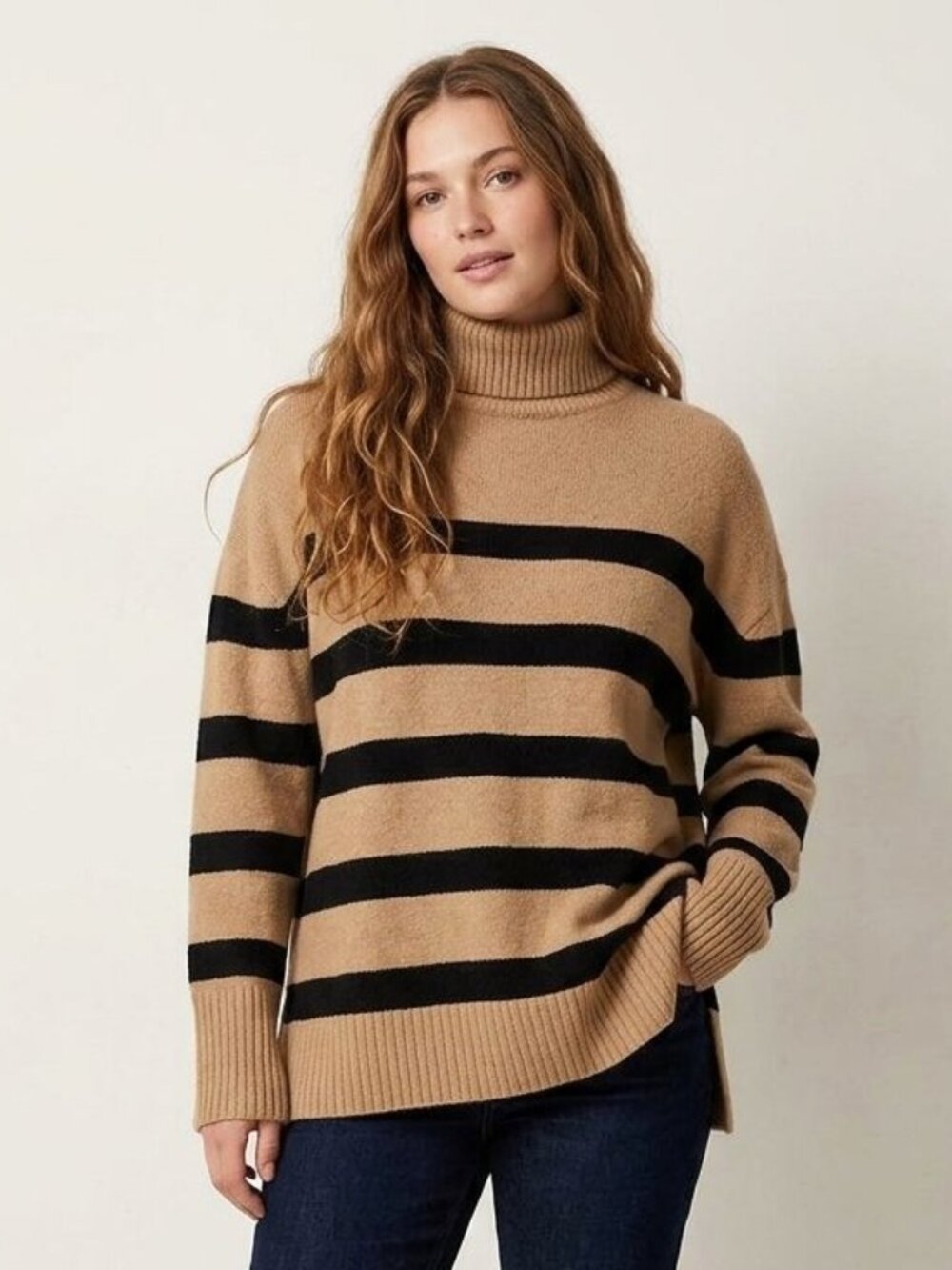 NWT Nine West tan and black turtle neck sweater, size XL